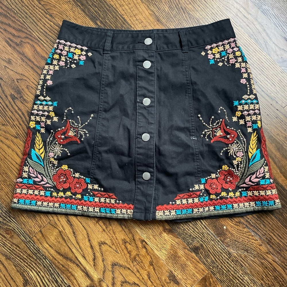 River Island embroidered Black Skirt